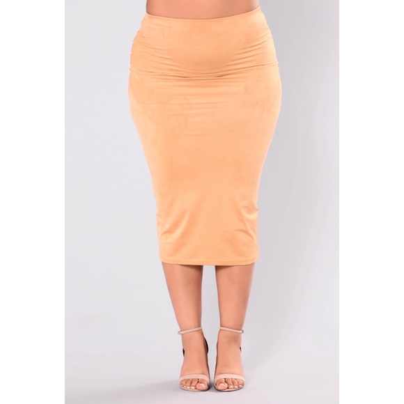 Fashion Nova Dresses & Skirts - Fashion Nova Stayed For A Suede Skirt - Camel- Sz 3x